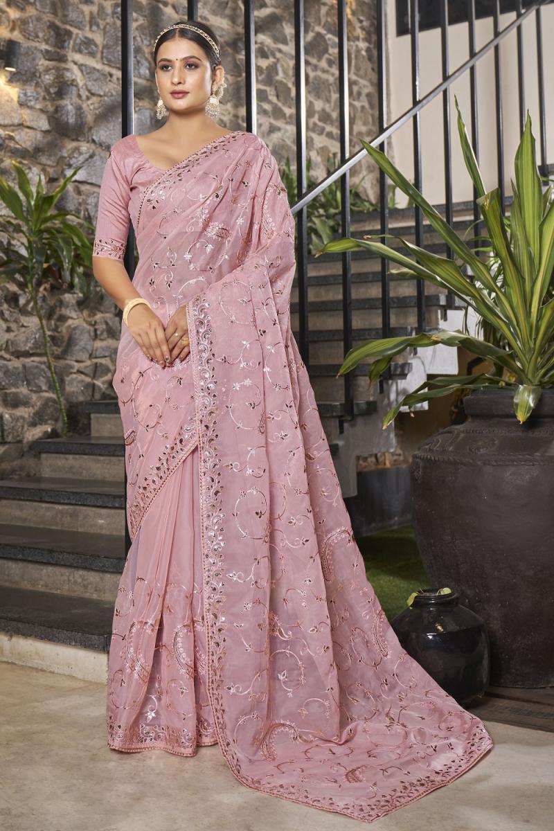 Buy Onion Digital Printed Organza Saree Online