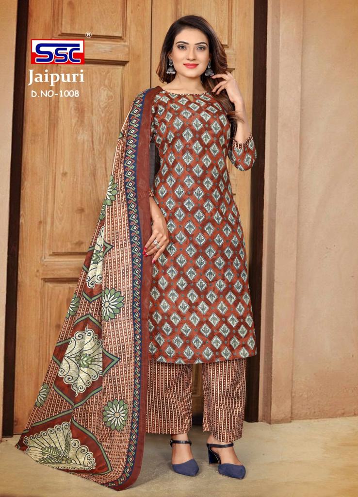 Beutiful Jaipuri Cotton Print Anarkali Gown With Pent With Duppata Sui