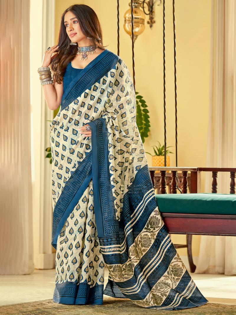 Amazon.com: ROXELCRAFT Indian Women's Polka Dot Embroidered Bhagalpuri Silk  Saree with Unstitched Blouse Piece (Off-White_BNDA2001) : Clothing, Shoes &  Jewelry