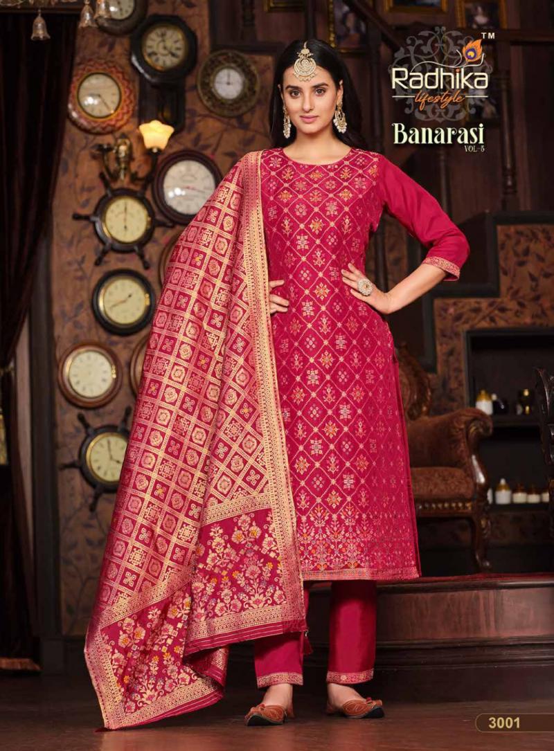 Printed Party Wear Ladies Banarasi Silk Dress Material at Rs 600/piece in  Surat