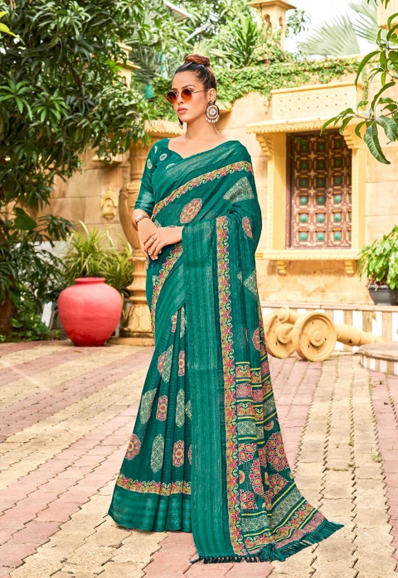 Buy Blue Cotton Casual Wear Printed Saree Online From Wholesale Salwar.