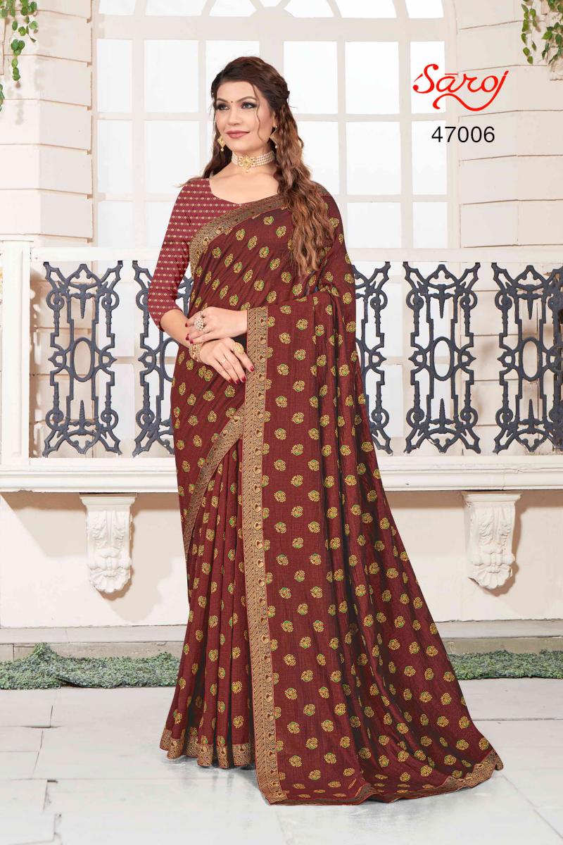 Women's Green & Maroon Vichitra Silk Saree – Designer mart