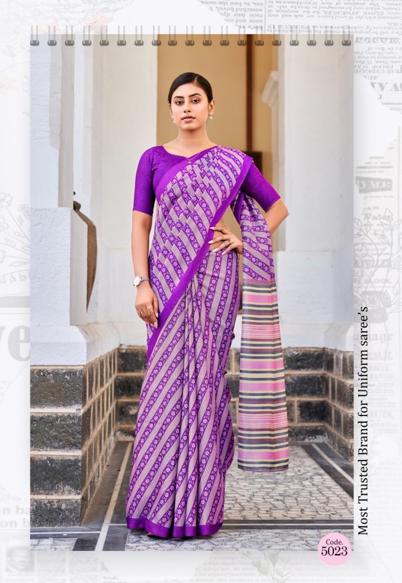 Daily Wear Pink With Green Shade Uniform Sarees For School Teachers, Size:  Medium, 5.5 m (separate blouse piece) at Rs 300 in Bengaluru