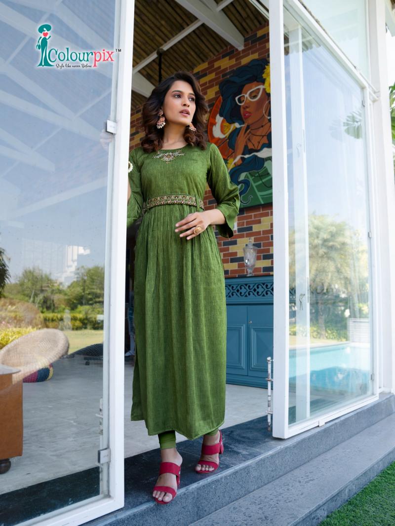 Dazzling Rayon Round Neck Front Cut Long Kurti at Rs 650 in Jaipur | ID:  19740711291