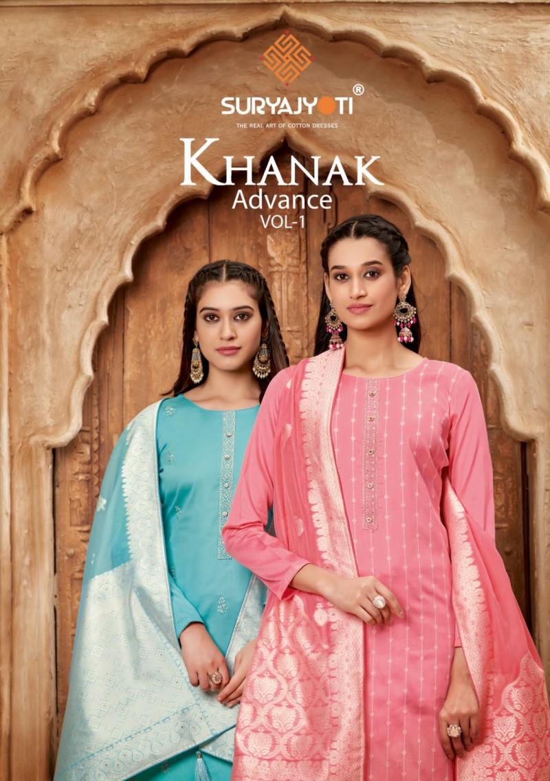 Suryajyoti Khanak Advance Vol 1 Fancy Jam Satin Embroidery Dress Material  Collection