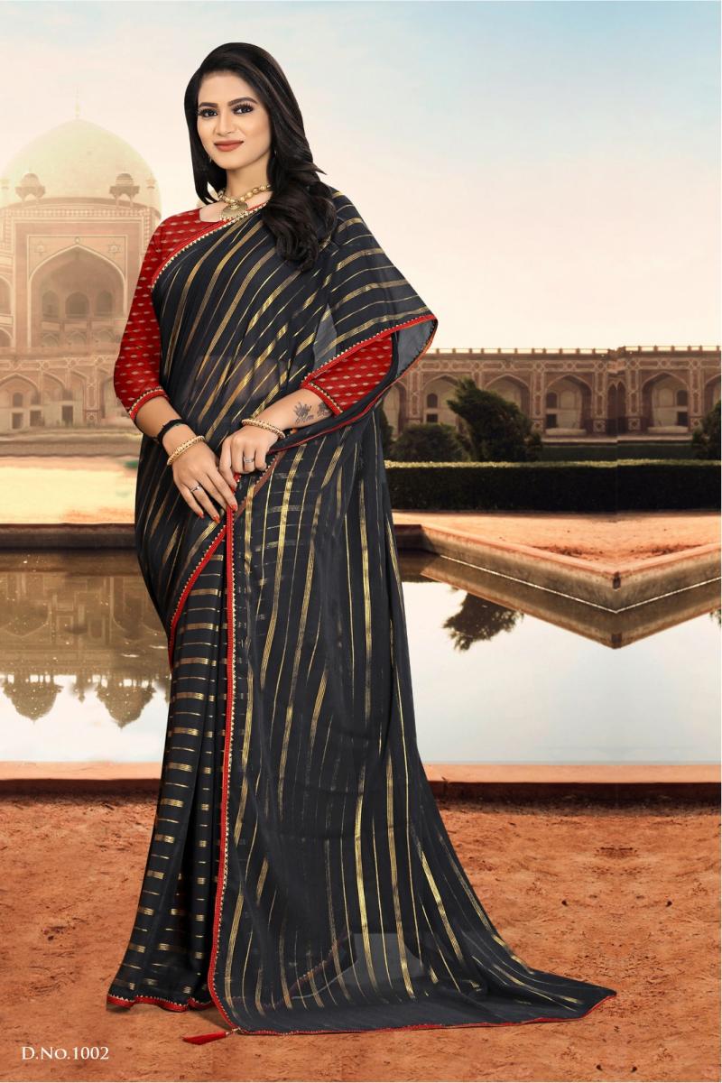 Bandhej Printed Chiffon Saree in Grey and Black : SSF23334