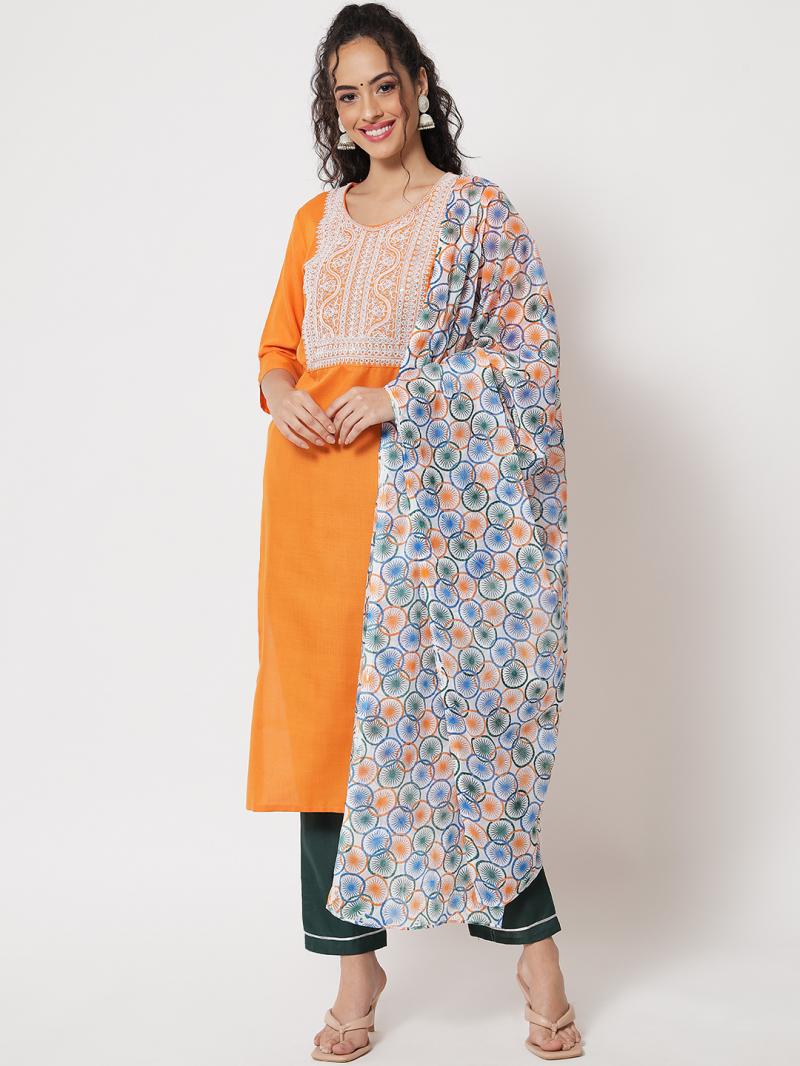 vv 9230 independence day special kurti pent with dupatta collection:  Textilecatalog