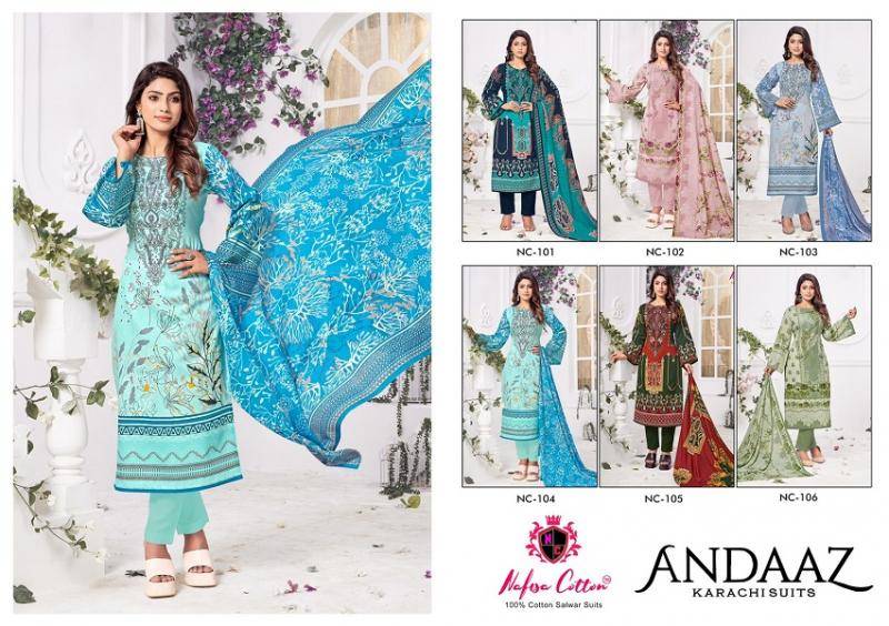 nafisha cotton andaaz karachi suits vol-2 207-212 series latest pakistani  salwar kameez wholesaler surat