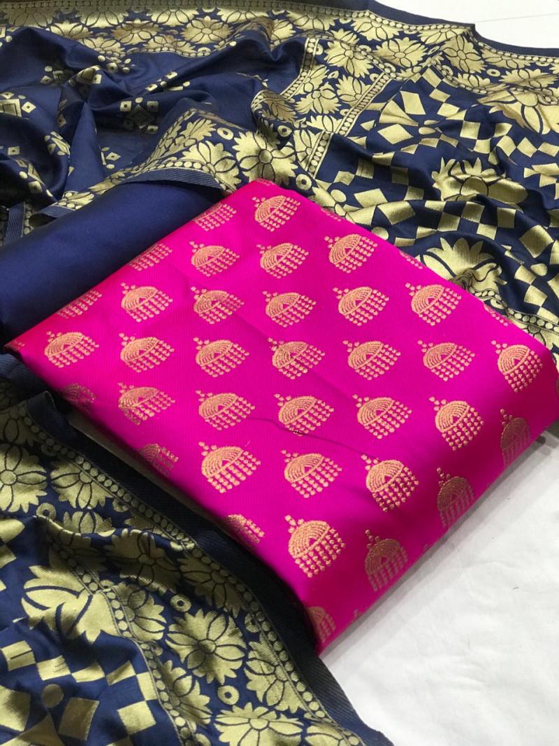 Buy Dobby Banarasi Silk Dress Material With Dupatta at Amazon.in