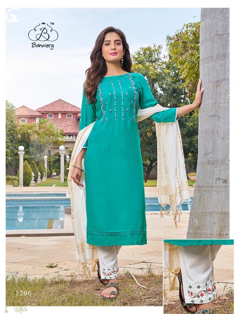 Banwery 04 Royal Girl Dhamaka Blue Full Stitched Cotton Salwar Suit