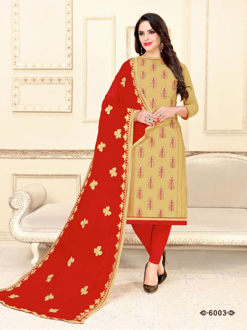 Femina 6 Designer Cotton Embroidery Dress Materials : Textilecatalog