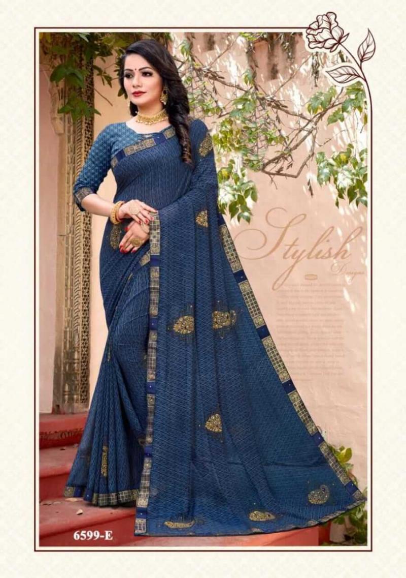 Kashvi Creation Nirali Chiffon With Fancy Lace Printed Regular Wear Sa