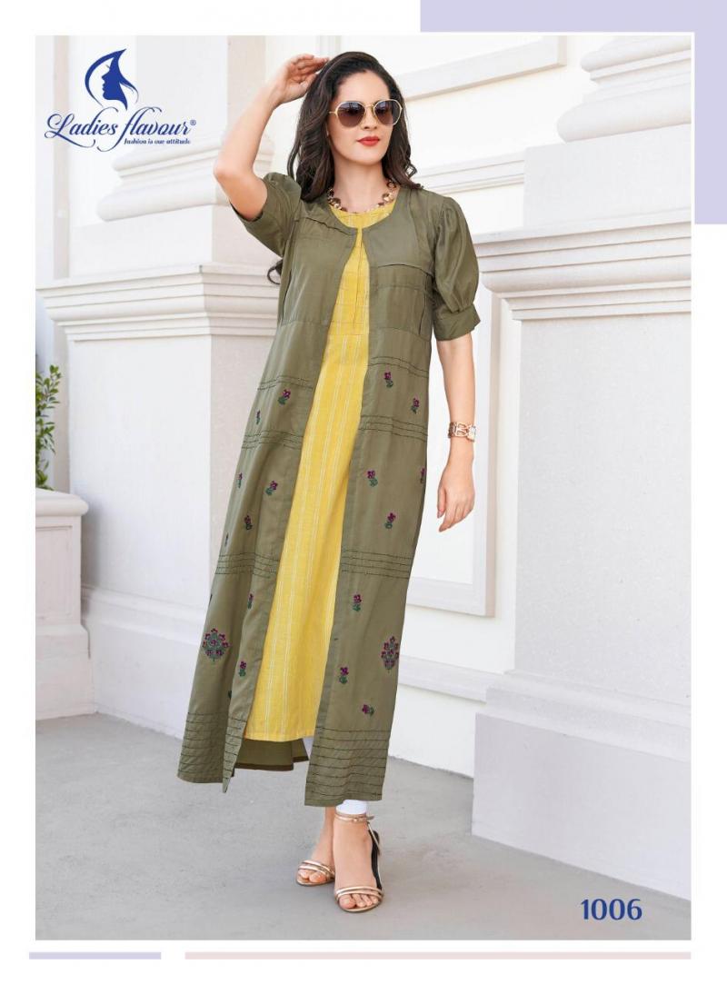 Women Ethnic Set of Rayon Crop Top Skirt and Shrug || Classy Crop Top Kurti  with Skirt and Shrug Jacket || Embroidered Ethnic Kurta Set : Shopping Yatra