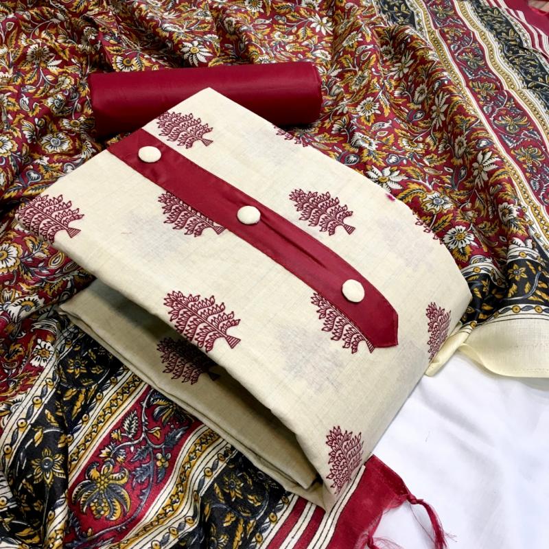 TCVV Khadi Cotton 5 Fancy Casual Wear Cotton Dress Materials :  Textilecatalog
